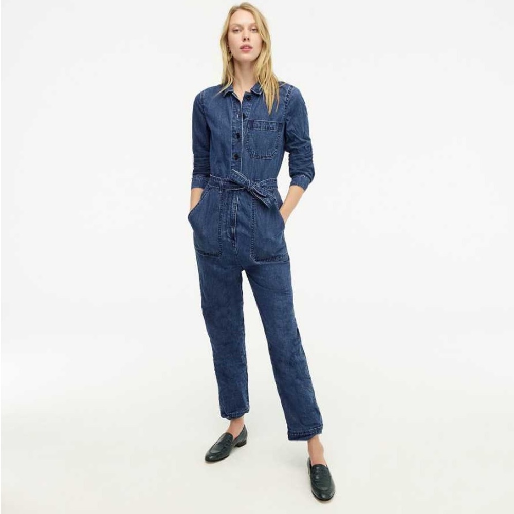 WOMEN'S 2 J CREW POINT SUR DENIM BOILERSUIT‎ VINTAGE INDIGO COVERALLS